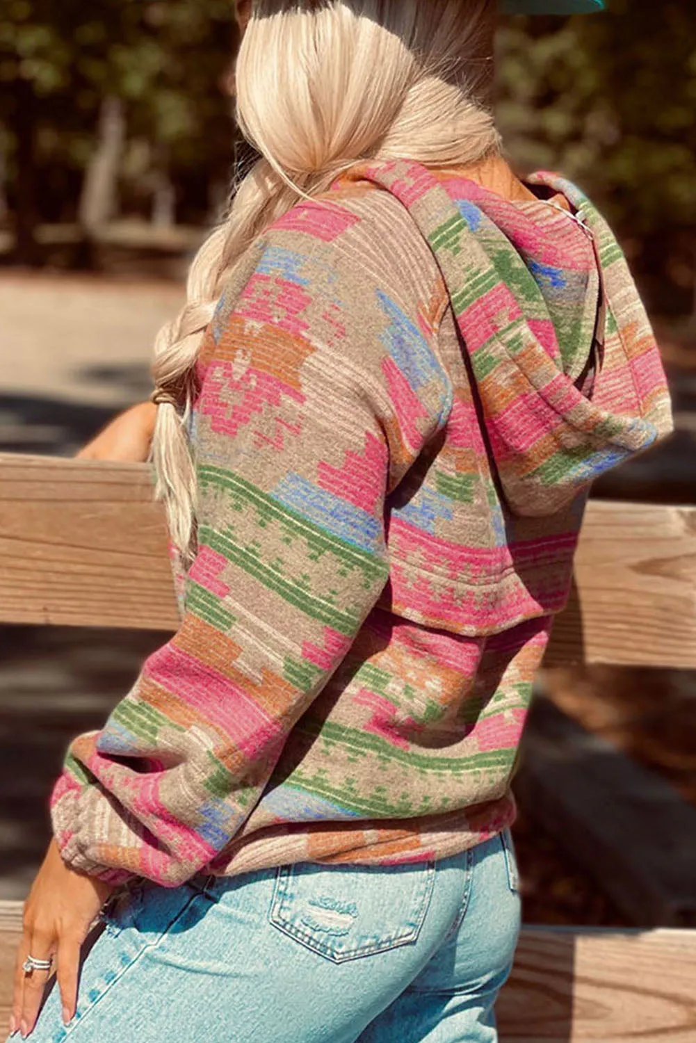 * APP EXCLUSIVE* Aztec Zip-Up Long Sleeve Hoodie