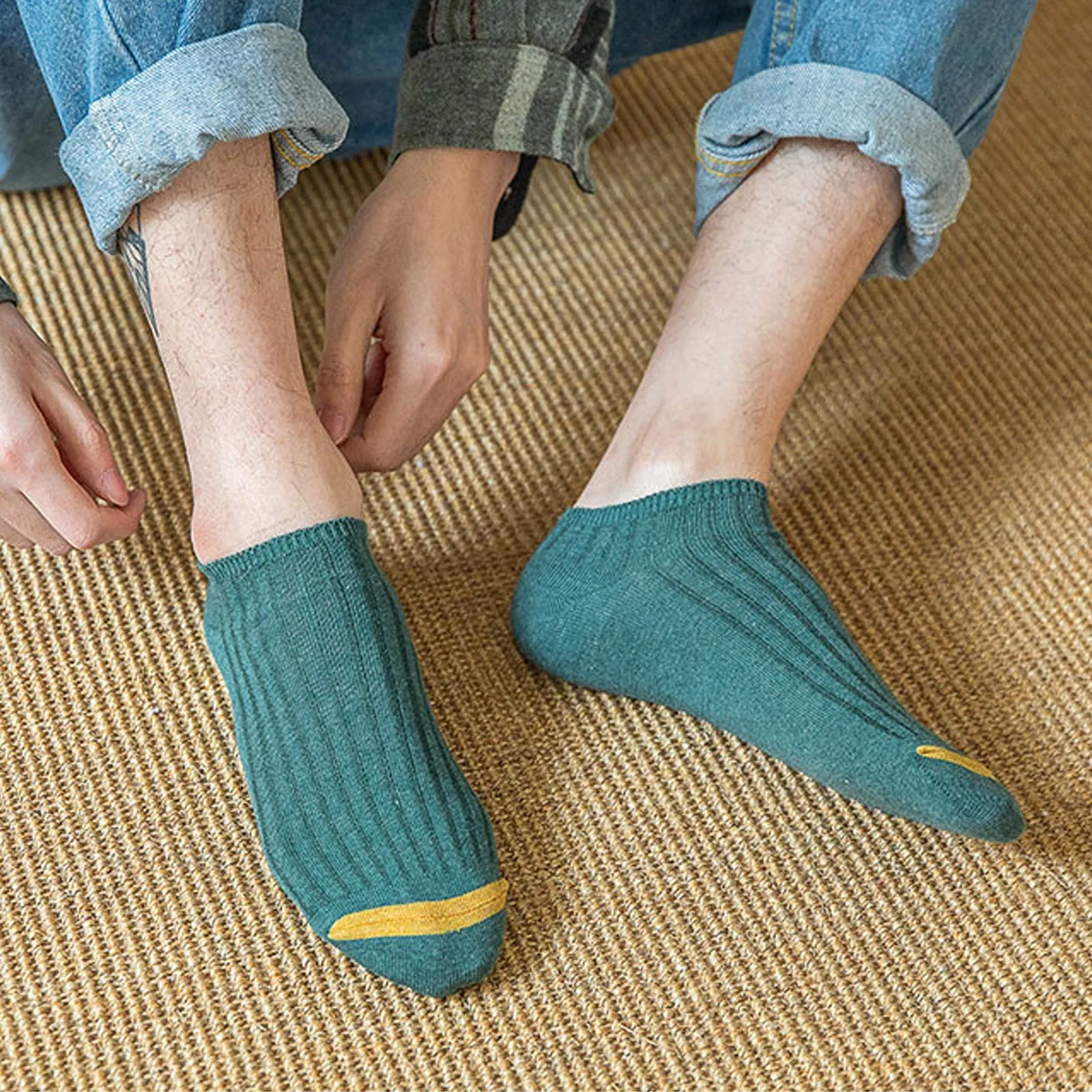 10pairs Men's Color Block Ankle Business Casual Socks