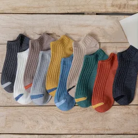 10pairs Men's Color Block Ankle Business Casual Socks