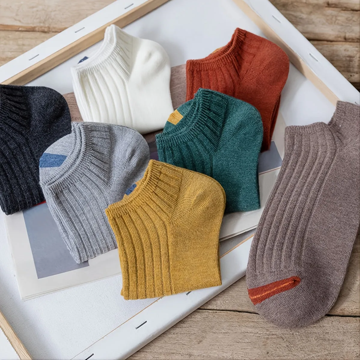 10pairs Men's Color Block Ankle Business Casual Socks
