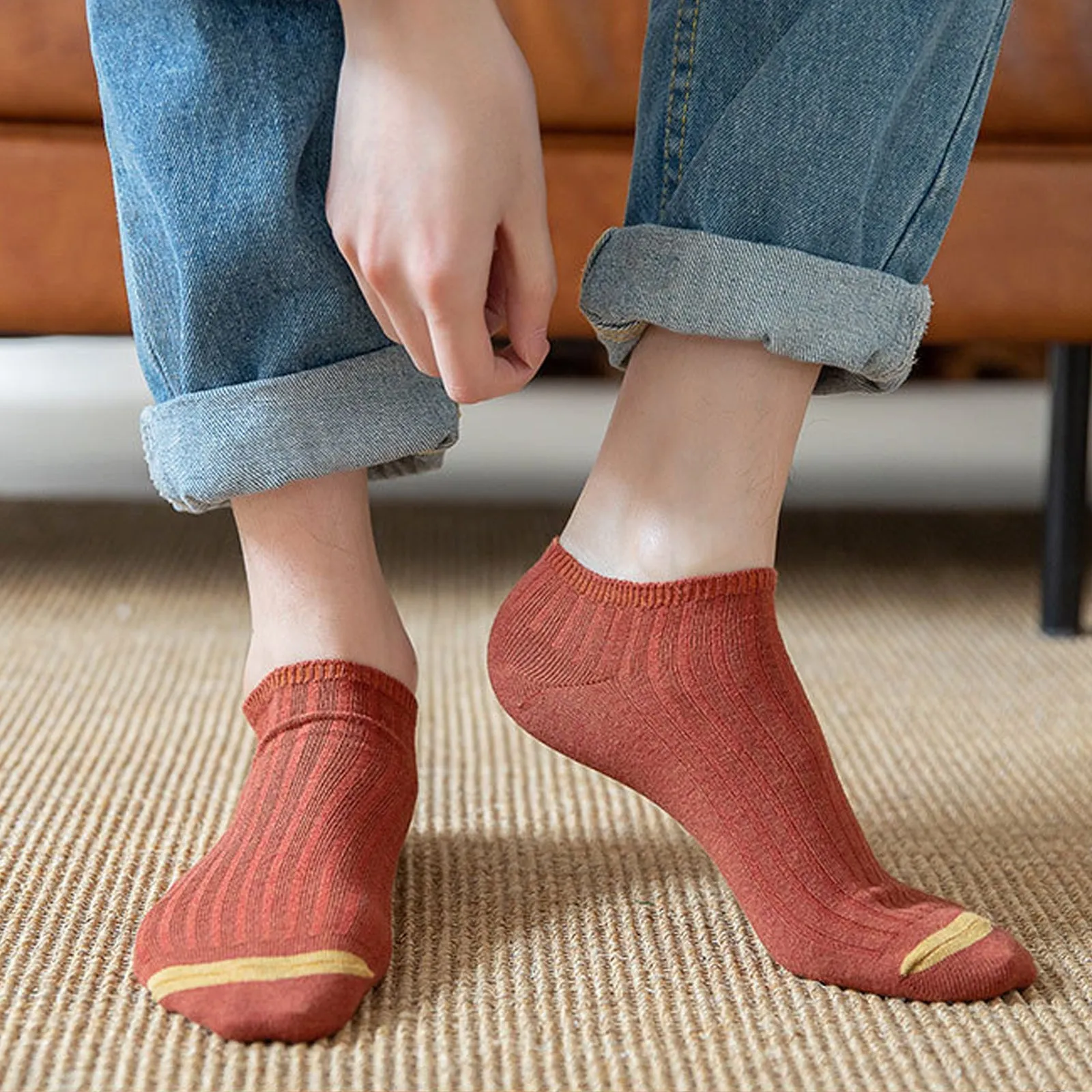 10pairs Men's Color Block Ankle Business Casual Socks