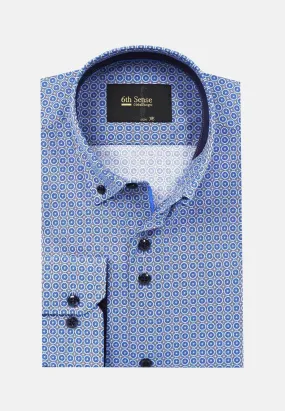 6th Sense BD Long Sleeve Shirt Print O#8 - Blue