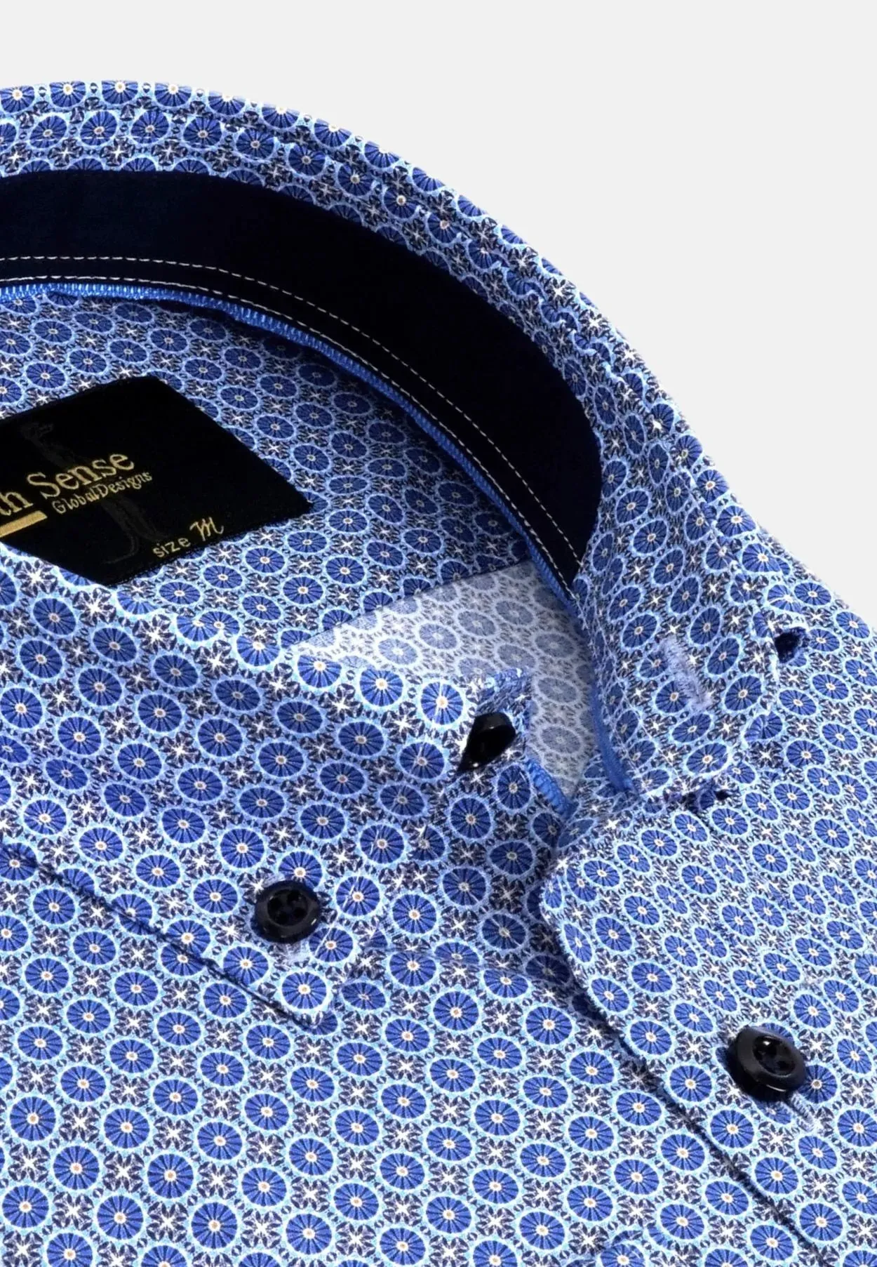 6th Sense BD Long Sleeve Shirt Print O#8 - Blue