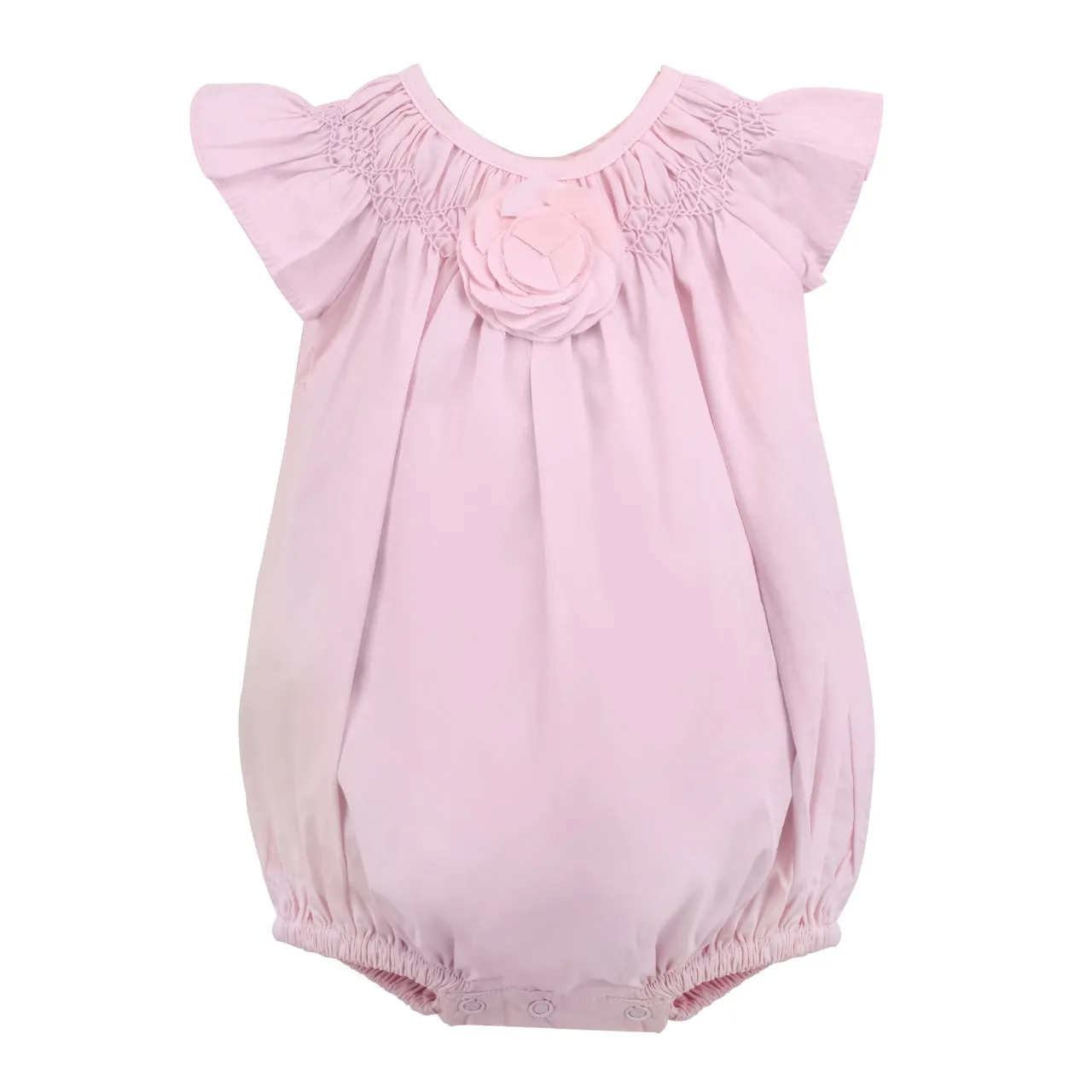74111-Flower Baby Girl Bubble Romper Pink