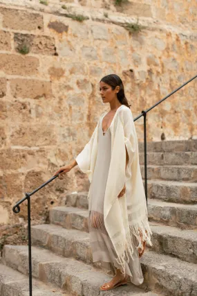ACE OF WIND RAW SILK CAPE IVORY