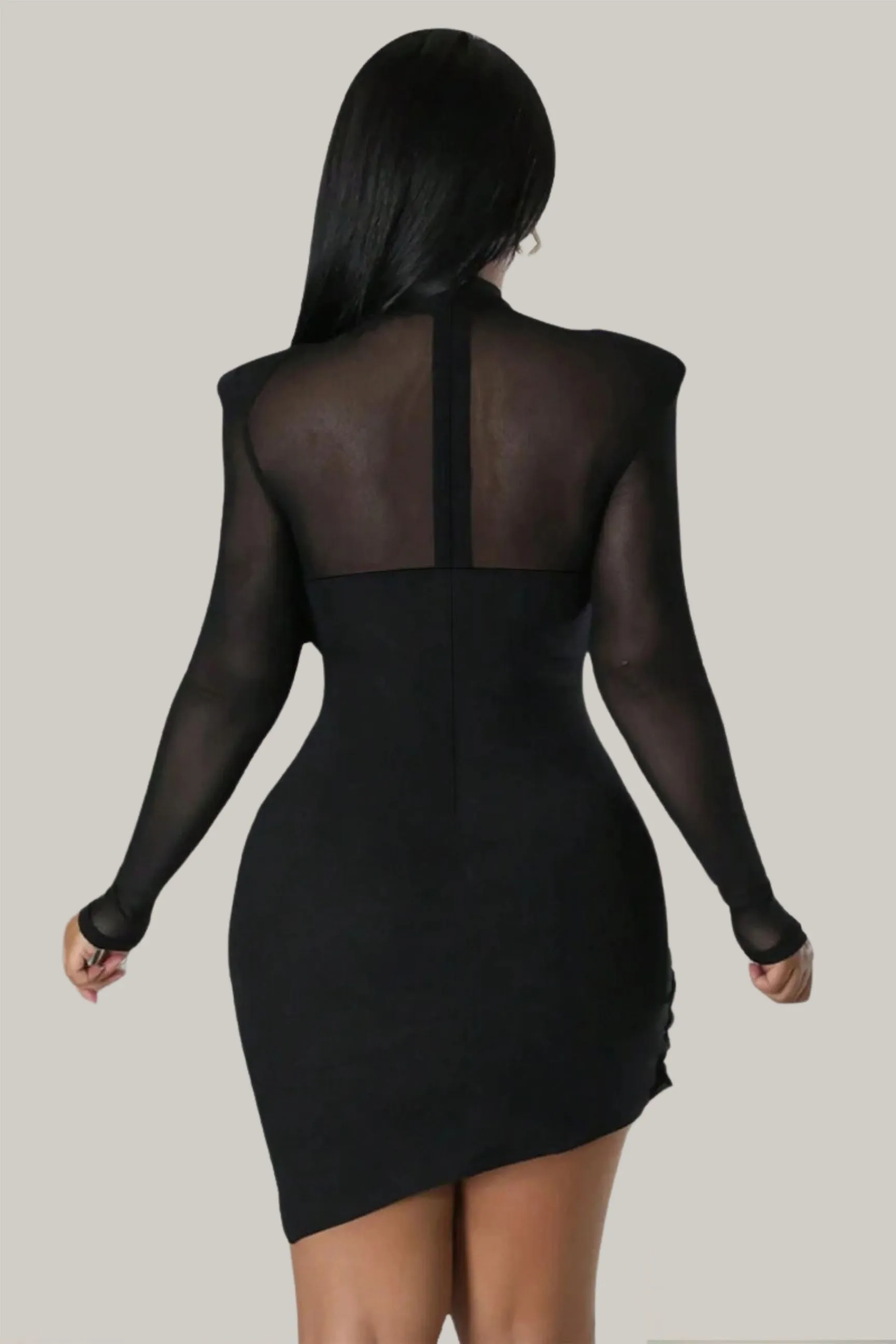 Aleah Wrap Contrast Mesh Mini Dress