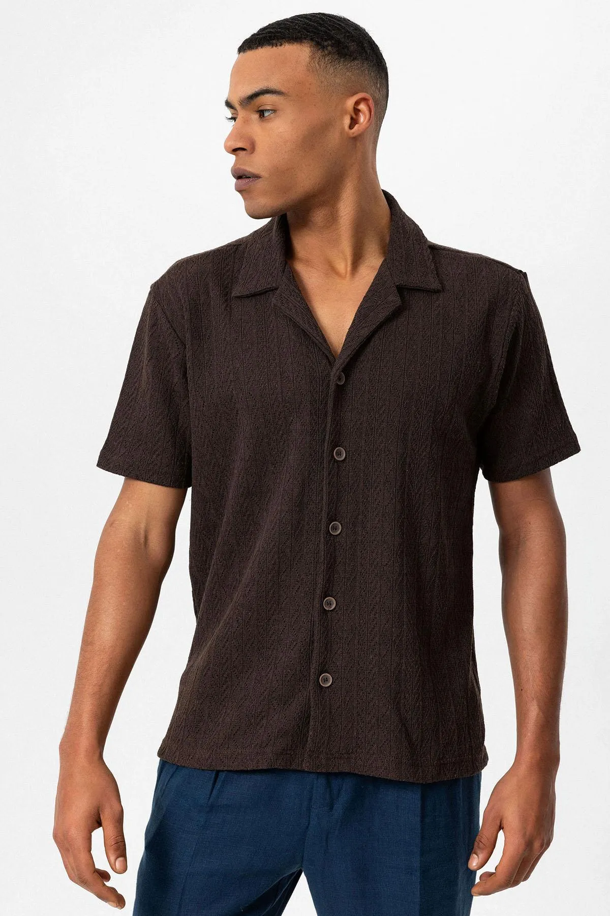 ANT Camp  Collar Knitted Patterned Men's Shirt - Melbourne