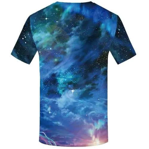 Aurora T-shirt Men Colorful T-shirts Graphic Galaxy Space Tshirts Cool Nebula Tshirts Casual Harajuku Shirt Print Short Sleeve