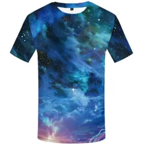 Aurora T-shirt Men Colorful T-shirts Graphic Galaxy Space Tshirts Cool Nebula Tshirts Casual Harajuku Shirt Print Short Sleeve