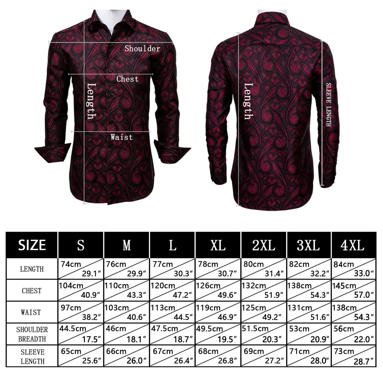 Barry.Wang Seal Brown Paisley Shirt Long Sleeve Dress Shirt for Men