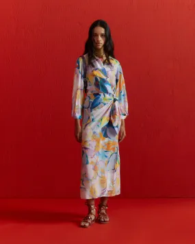 BEATRICE B DRESS MIDI WRAP LEAF PRINT  23FE6927EVA