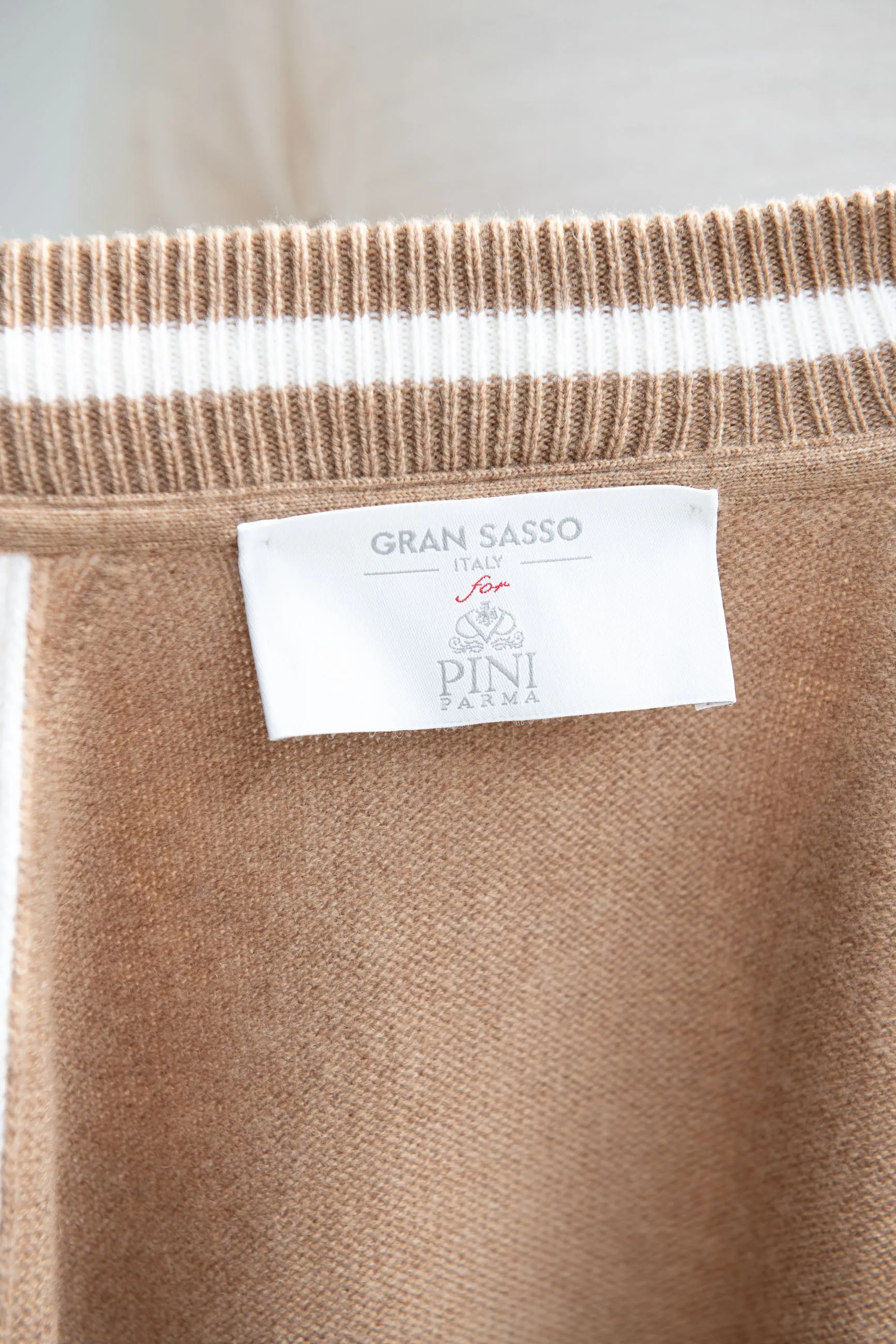 Beige knitted college bomber - Made in Italy