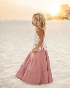 Bella Maxi Skirt (deep coral muslin)