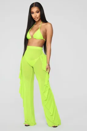 BKLD Women Casual Pants Harajuku Streetwear 2019 Summer New Arrival S-2XL Plus Size Ruffles Beach Pants Cover Up Neon Pants