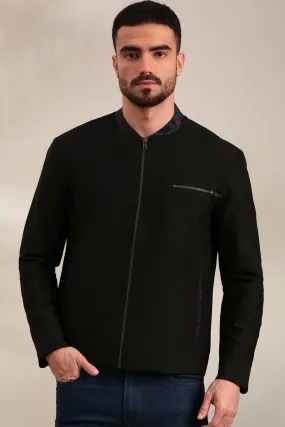 Black Cotton Bomber Jacket