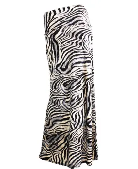Black Silver Tiger Foldover Maxi Skirt