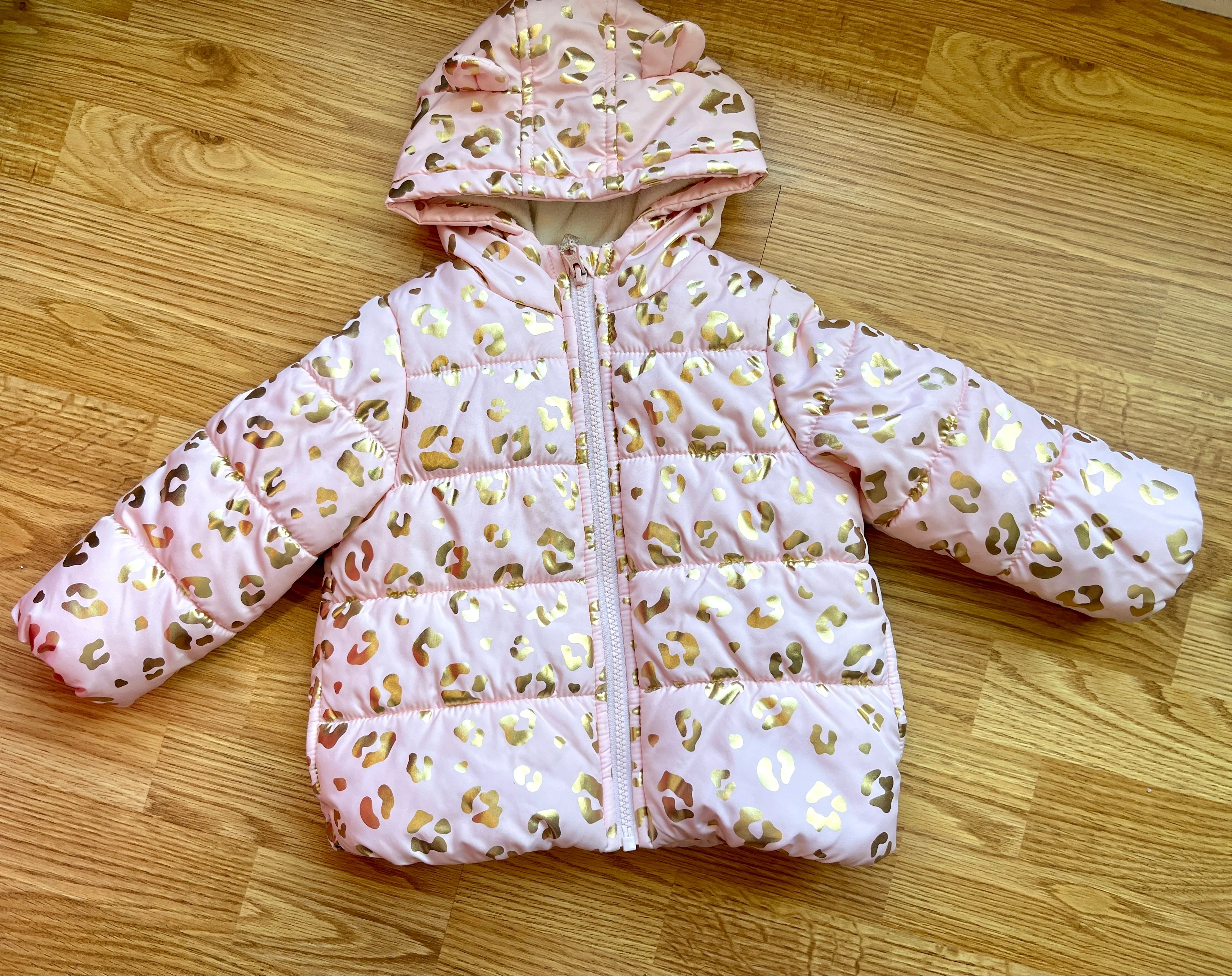 BNWOT - Pink Leopard Print Puffer Jacket 24 mths, Kids 24 Month (18-24M)