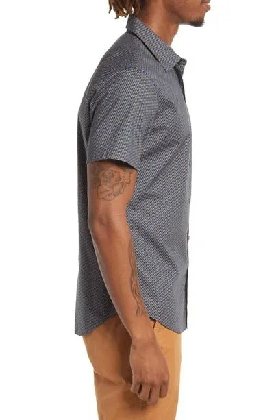 Bonobos Blue Geo Print Stretch Short Sleeve Button Up Shirt