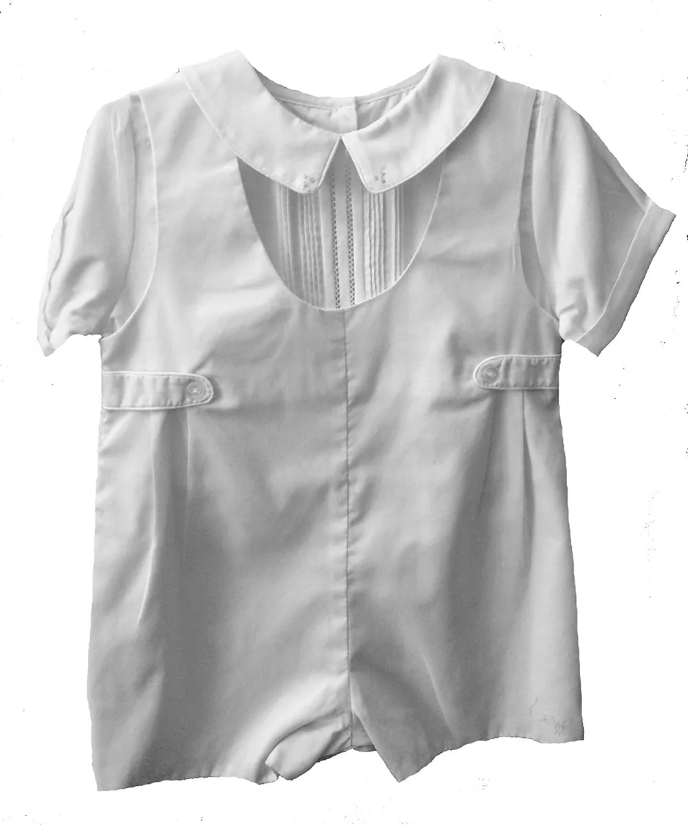 Boys White Romper with Attached White Shirt