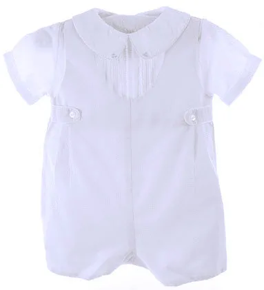 Boys White Romper with Attached White Shirt
