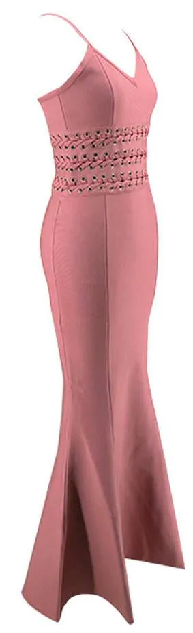 Braided-Laced Bodycon Maxi Dress
