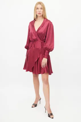 Burgundy Silk Wrap Dress