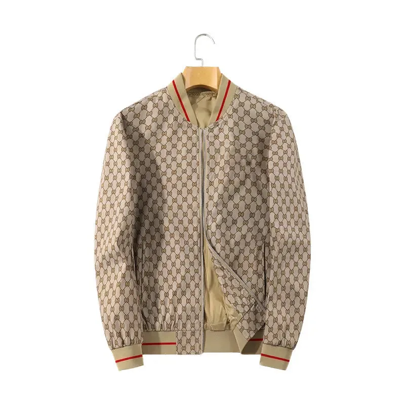 Business Casual Jacket Youth Collar Checkered Baseball Jacket