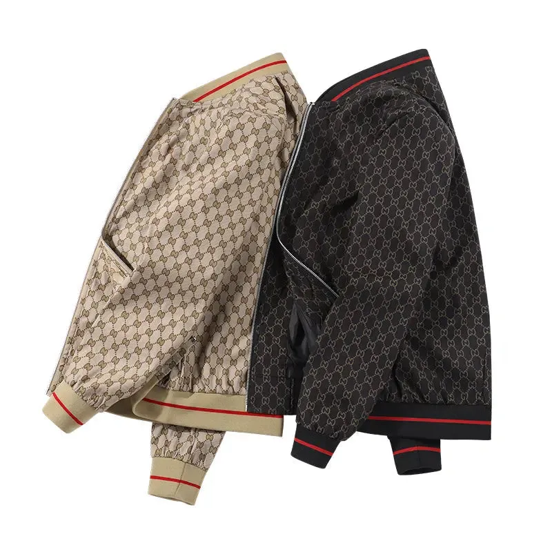 Business Casual Jacket Youth Collar Checkered Baseball Jacket