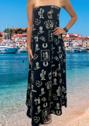 By Frankie Cowgirls Strapless Maxi Dress in Black