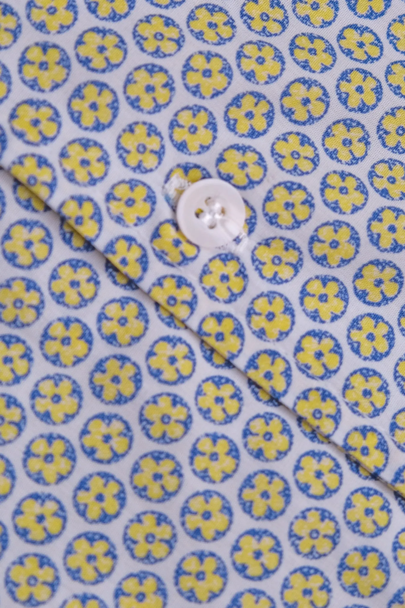 Cabana Collar Yellow Flower Printed Shirt
