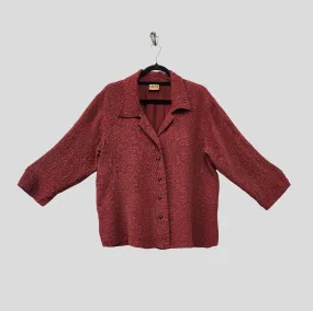 Camp Shirt in Carmine Textured Silk