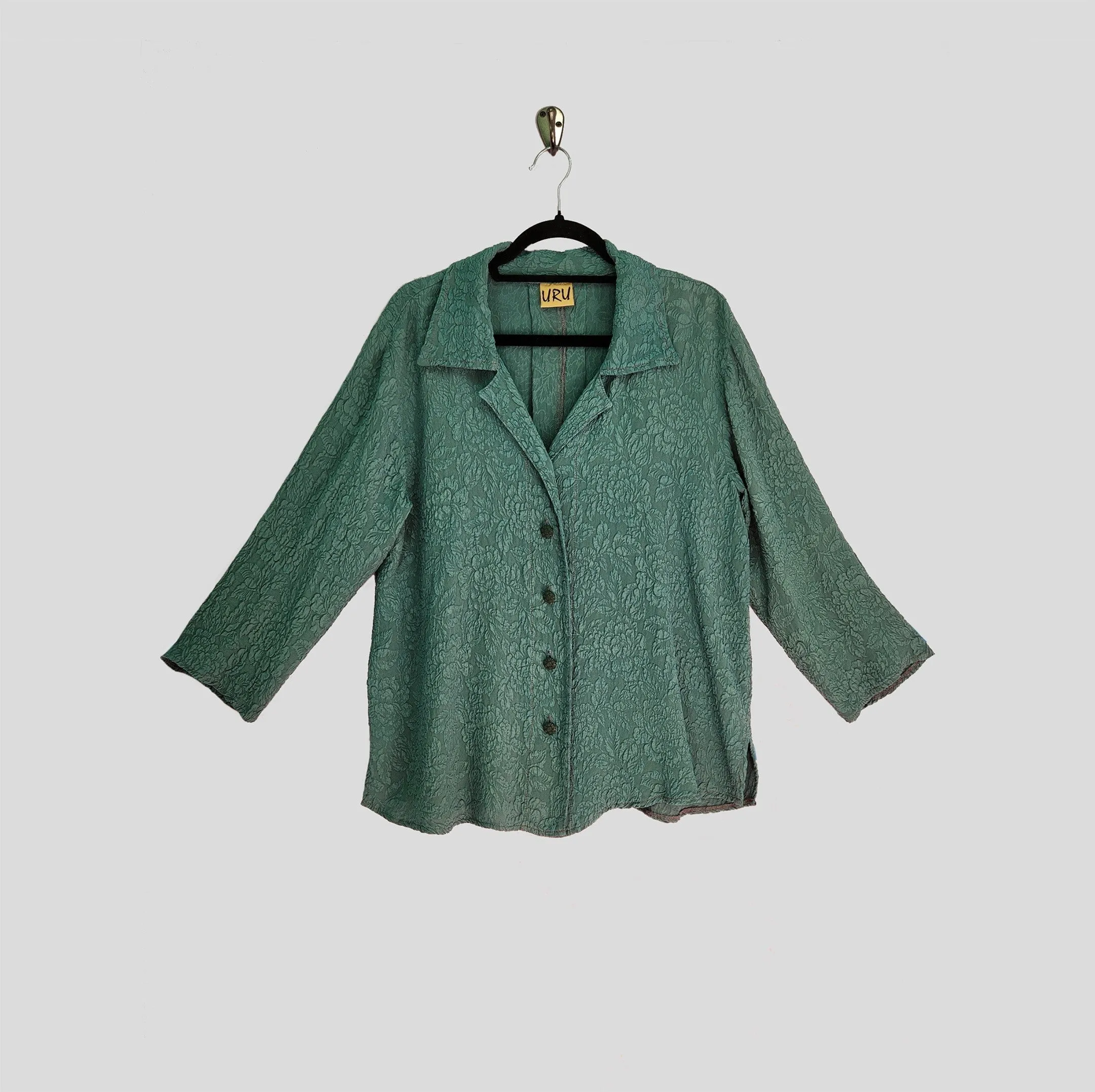 Camp Shirt in Spruce Textured Silk