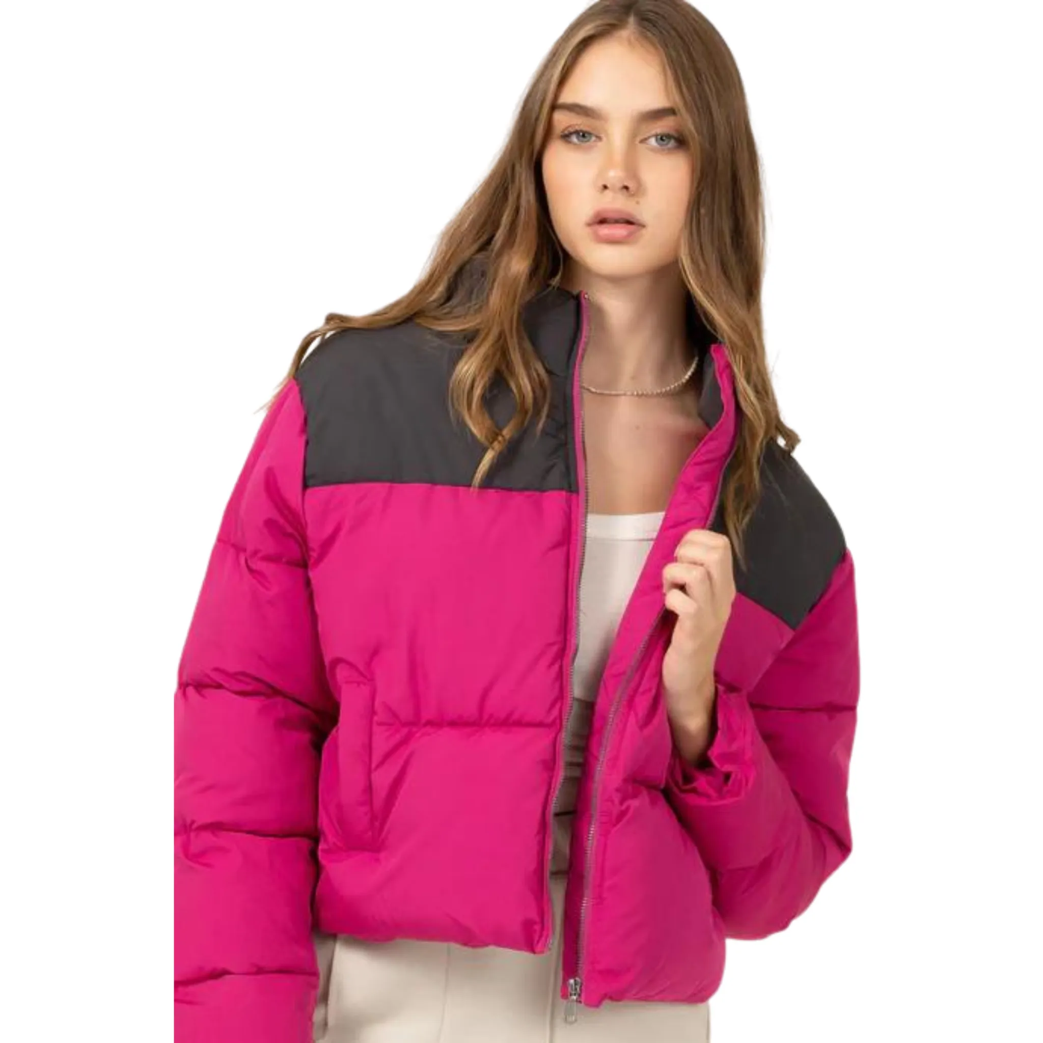 Color Block Puffer Jacket
