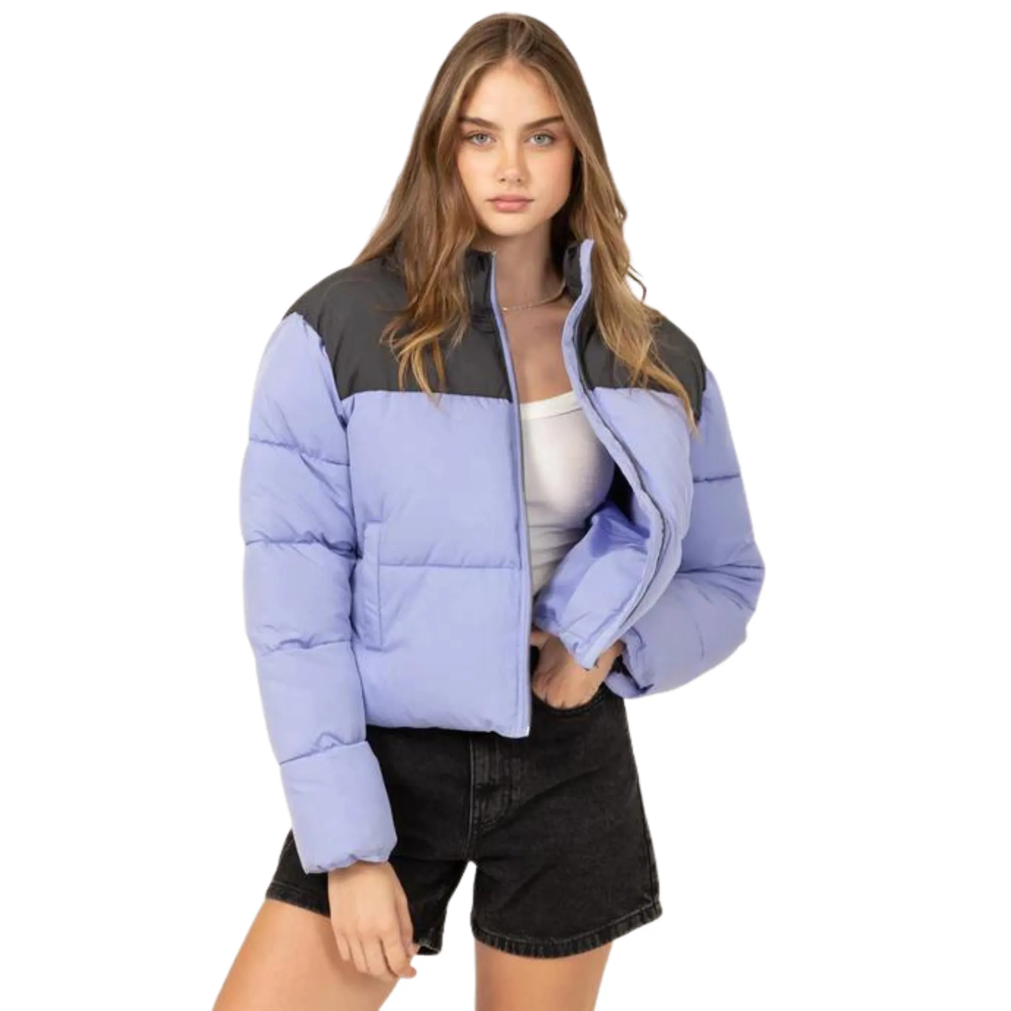 Color Block Puffer Jacket