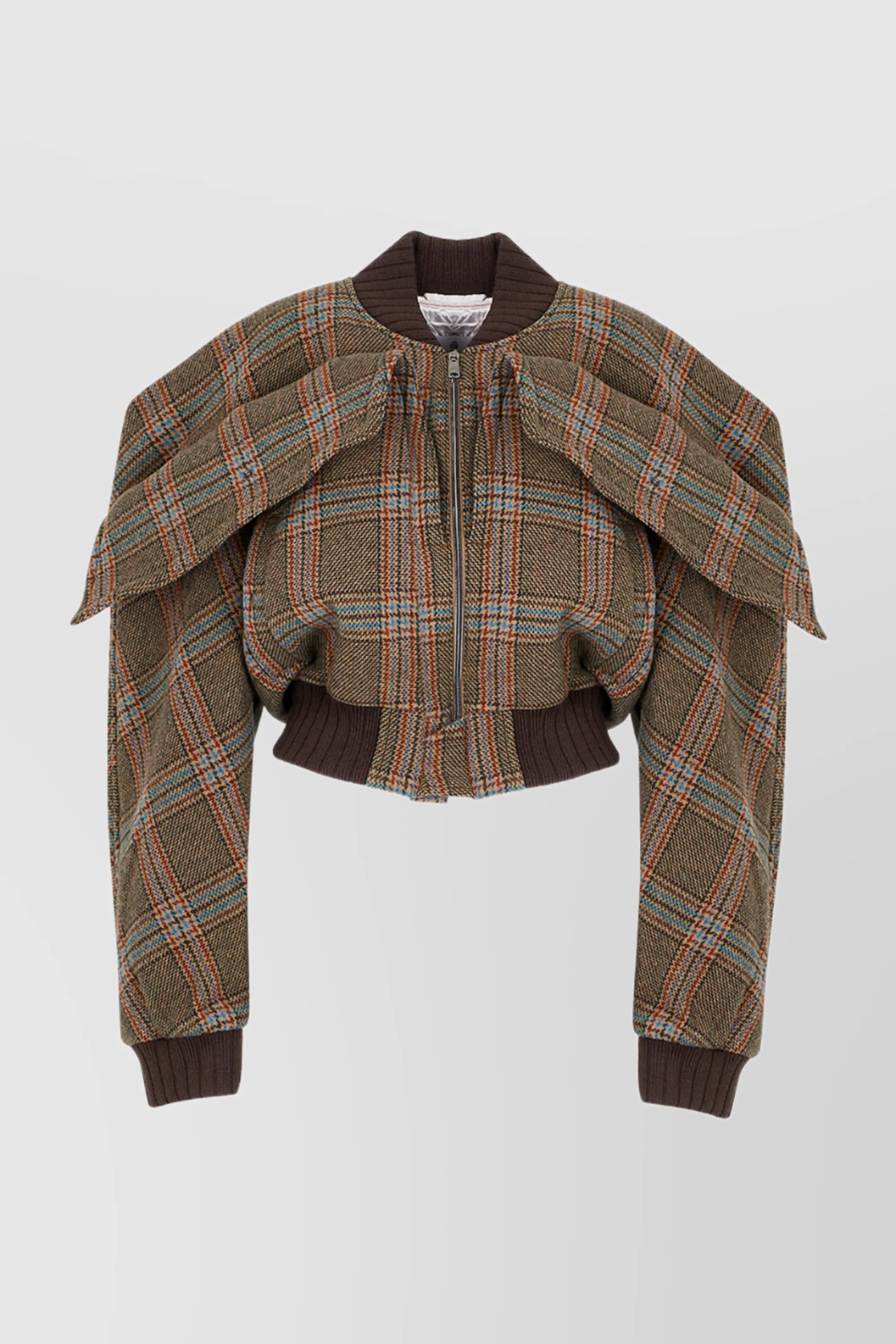 Cropped oversize bomber with large collar