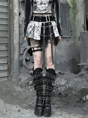 Culottes Liquid Pleated Fishnet Punk Goth Invasion Miniskirt PU