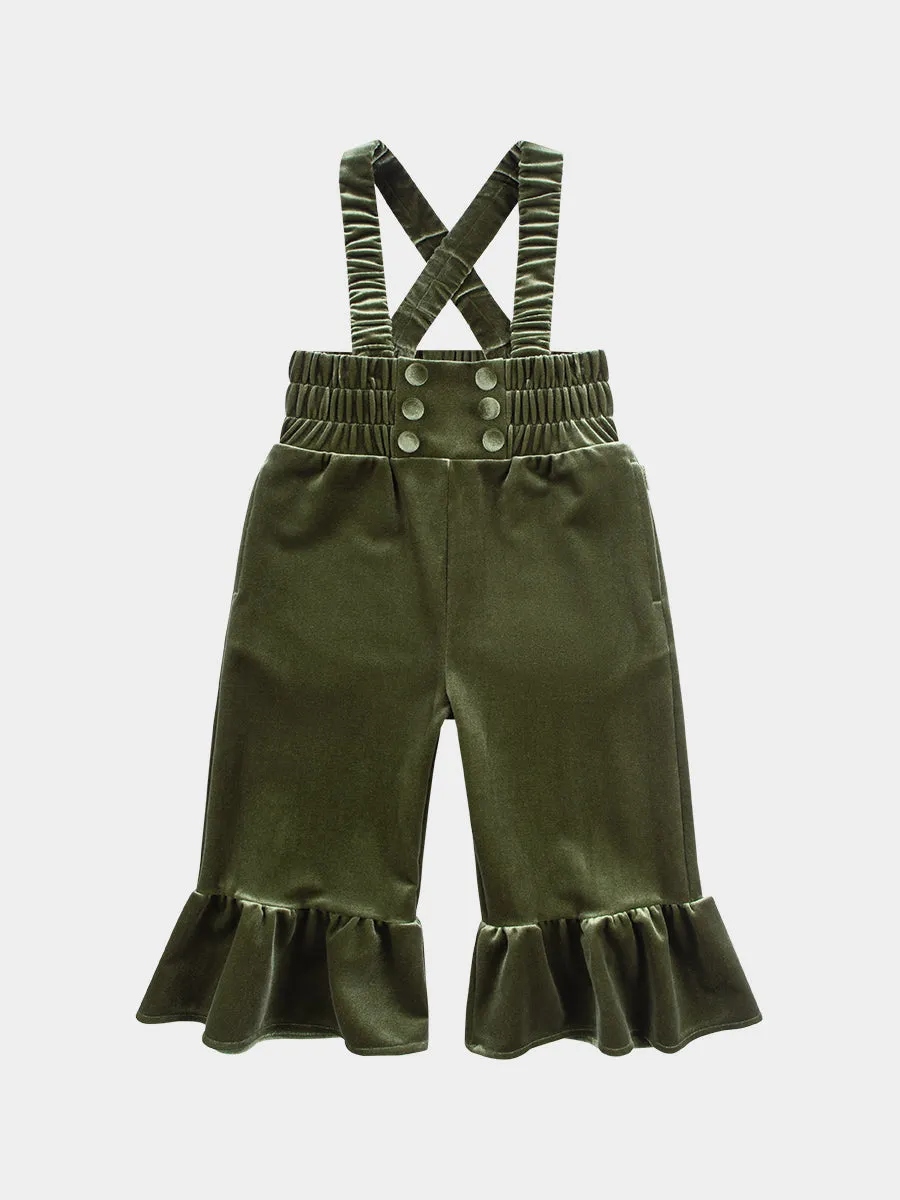 Daffodil Velvet Overall Trousers, Eucalyptus