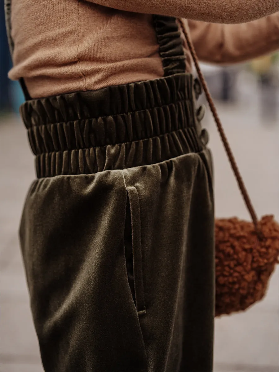 Daffodil Velvet Overall Trousers, Eucalyptus