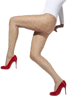 Diamond Net Tights, White