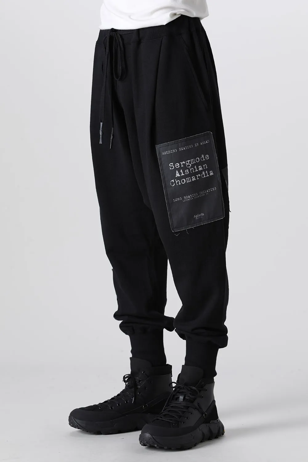 Drop Crotch Sweat Pants w/Printed Patches