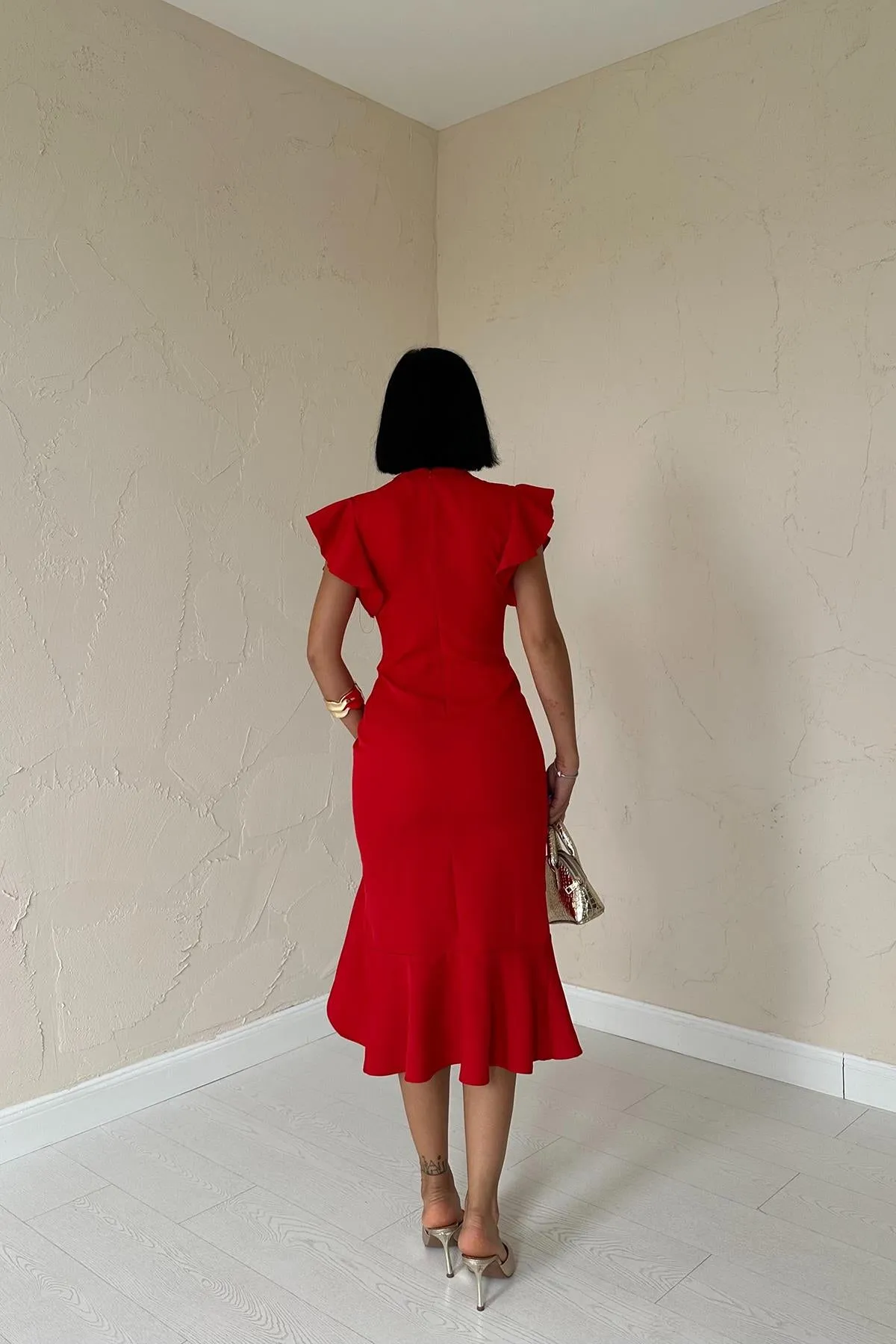 ELS Wrap Dress - Red - Plainfield