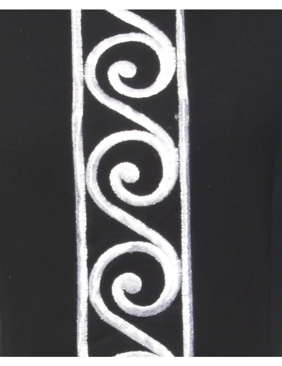 Embroidered Monochrome Dress - M