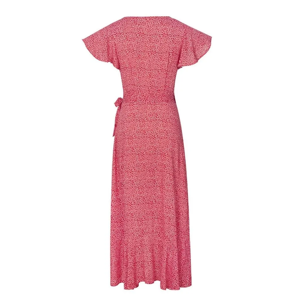 Floral Asymmetric Hem Wrap Dress