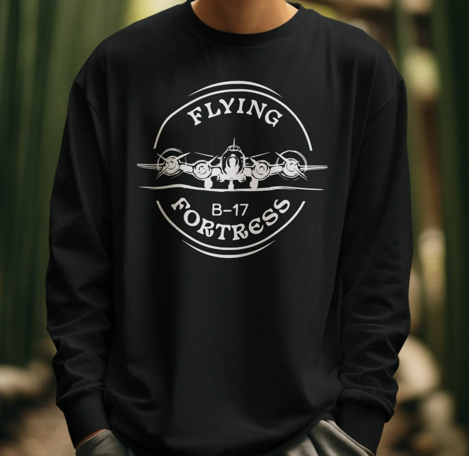 Flying Fortress B-17 T-Shirt, Vintage Aircraft Tee, WWII Bomber Plane Shirt, Aviation Enthusiast Gift, Retro Airplane Sweatshirt
