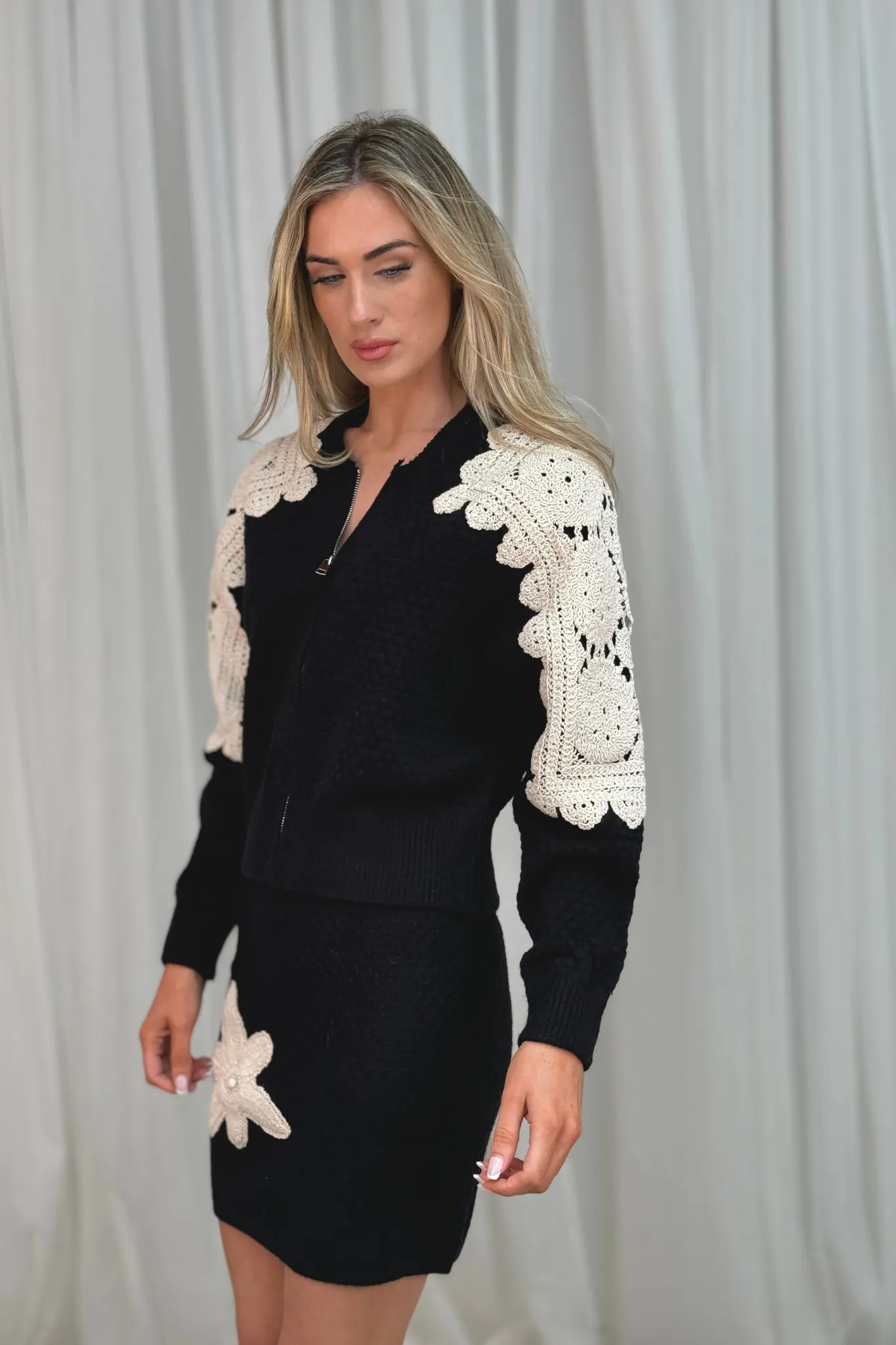 Flynn Embroidery Detail Bomber Jacket In Black