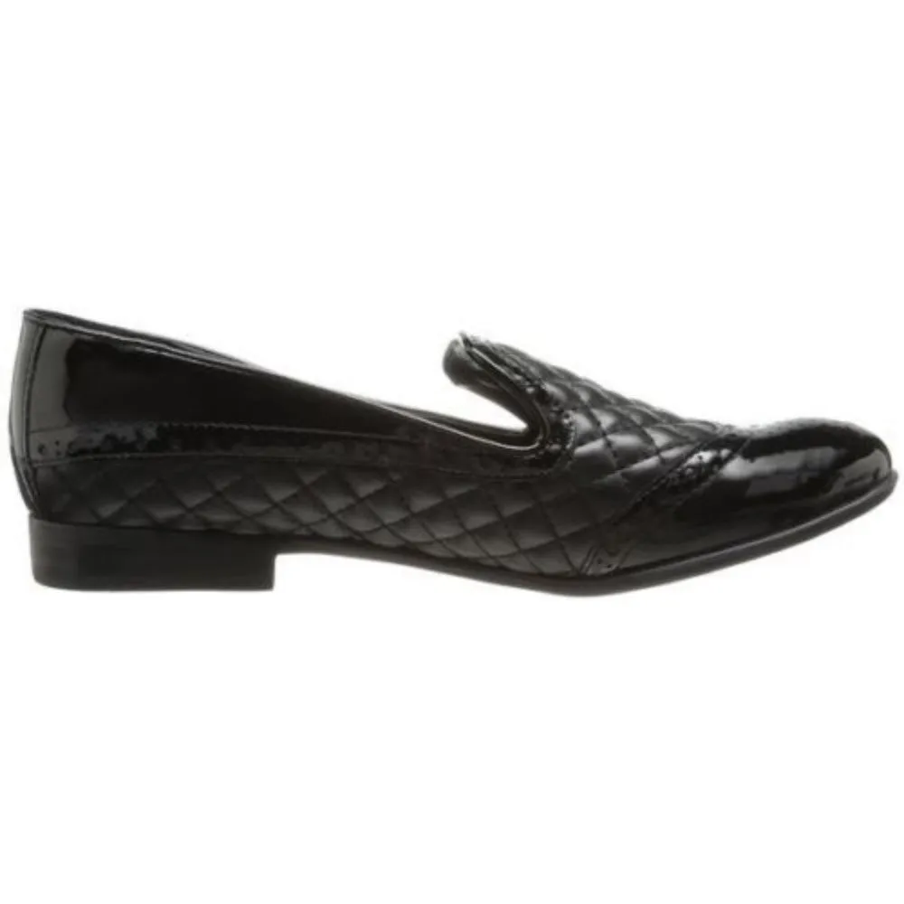 Franco Sarto Women's Tweed Black Quilted Leather Loafer Flat