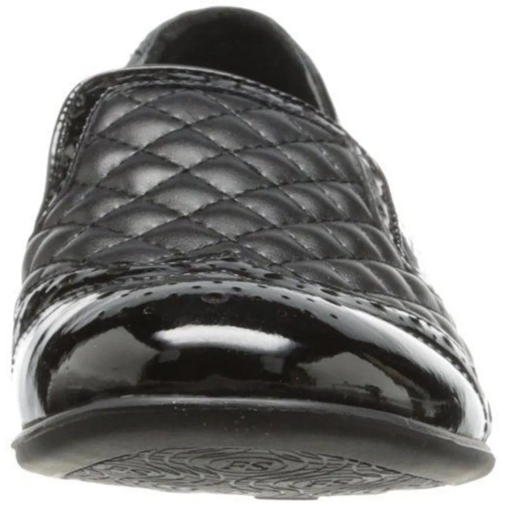 Franco Sarto Women's Tweed Black Quilted Leather Loafer Flat