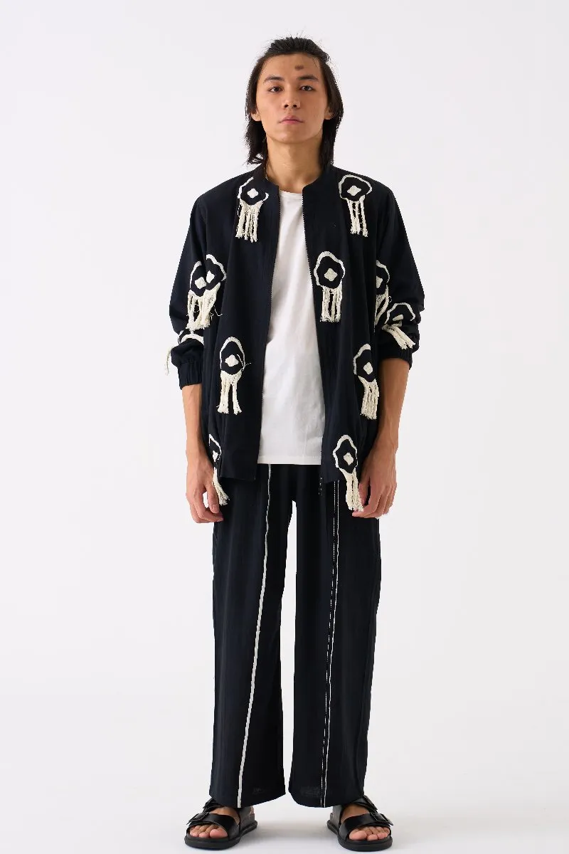 Fringe Bomber Jacket Co Ord Set Of 2 Black