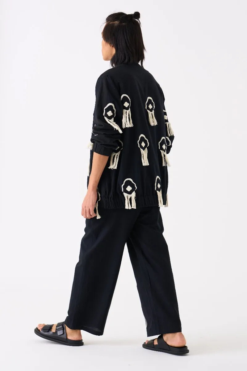 Fringe Bomber Jacket Co Ord Set Of 2 Black