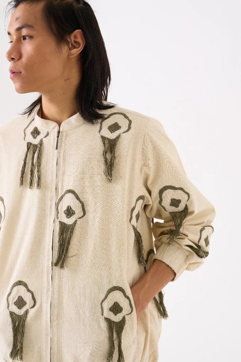 Fringe Bomber Jacket Co Ord Set Of 2 Ivory